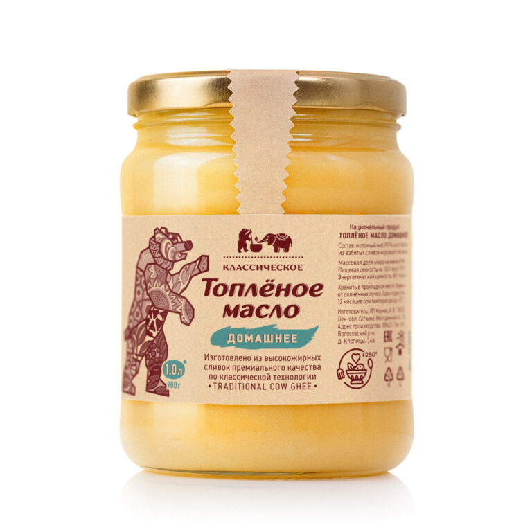 Топлёное масло домашнее |  1л (900г) Медведь и Слон